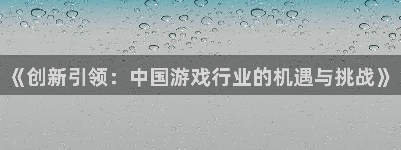 db电竞的寓意：《创新引领：中国游戏行业的机遇与挑战》